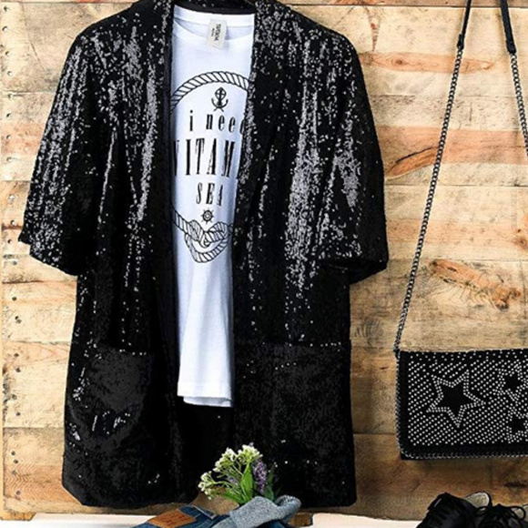 Jackets & Blazers - ❤LAST 1- BLACK SEQUIN BLAZER